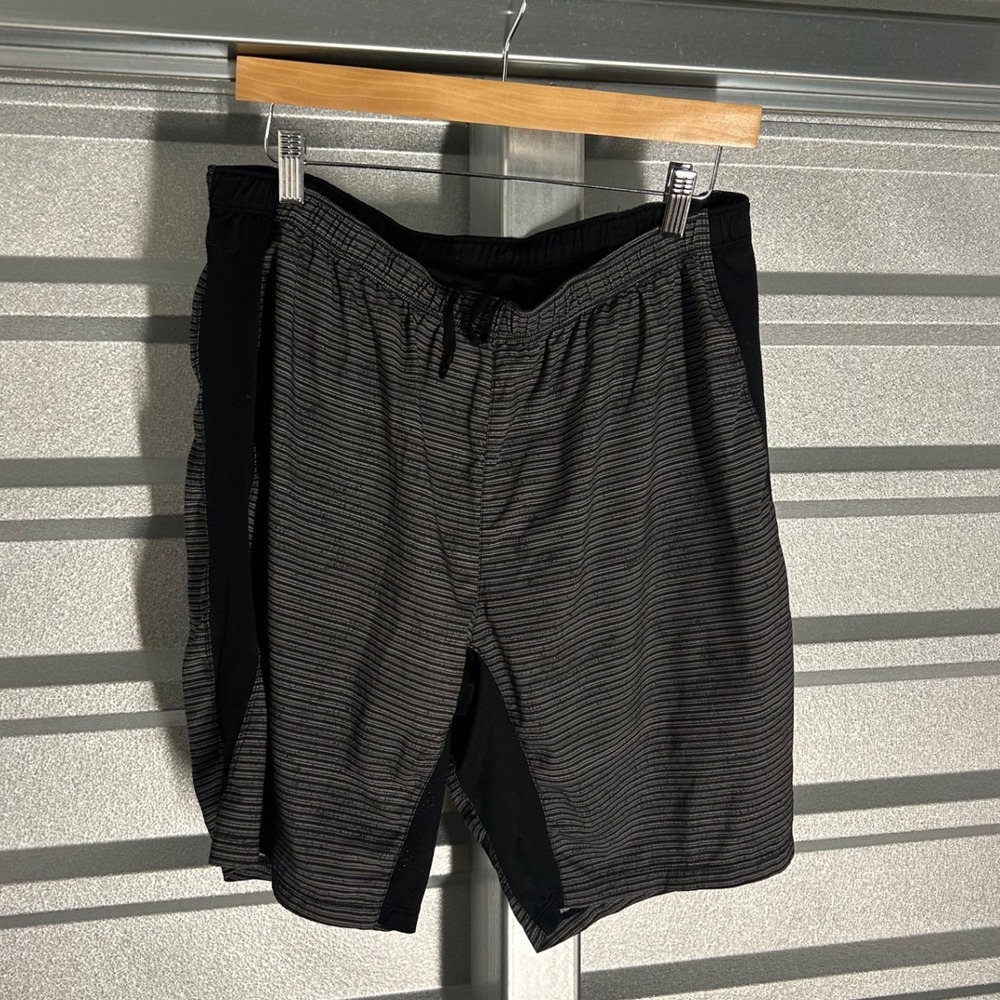 The North Face Shorts Mens Large Grey Striped FlashDry Hiking Running Athletic